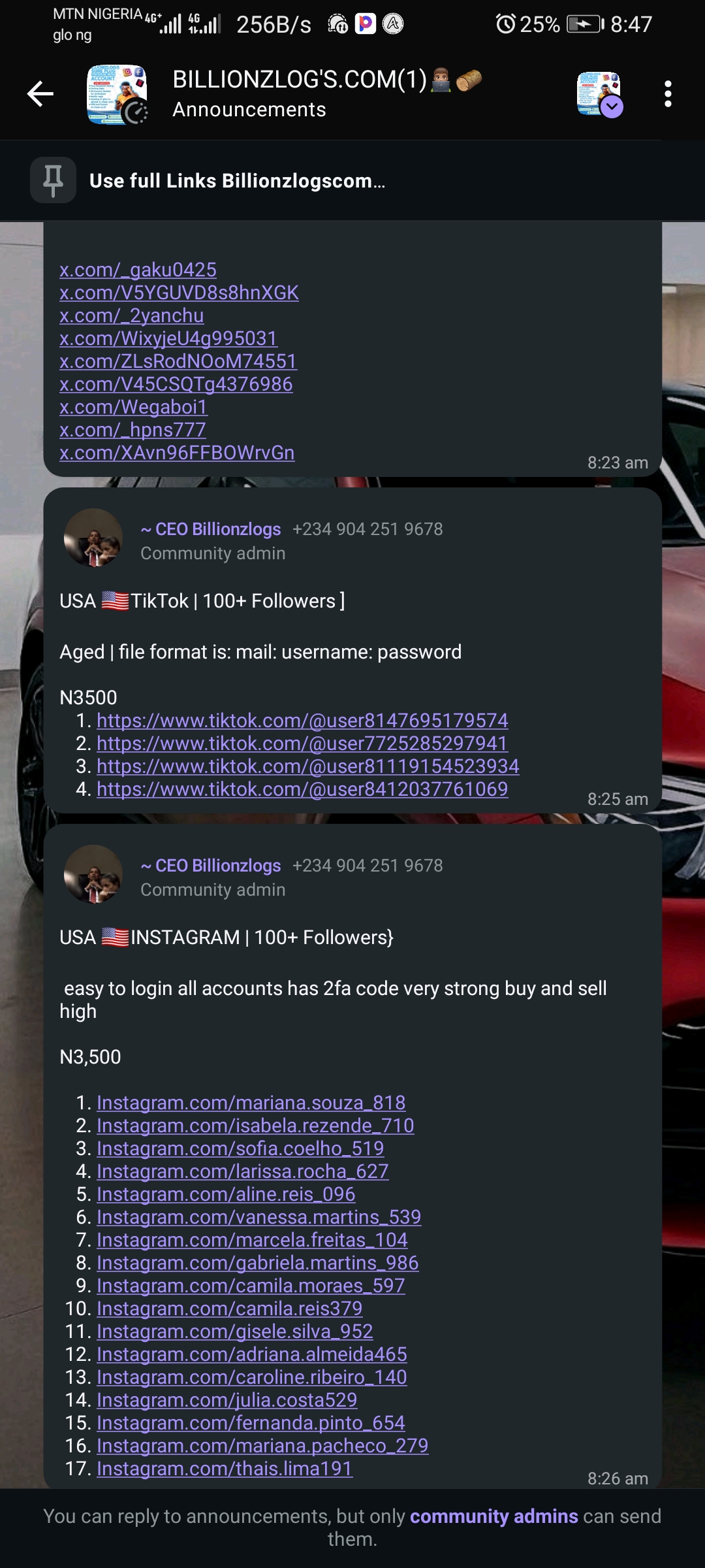 Facebook, Country Number,  USA TikTok, INSTAGRAM